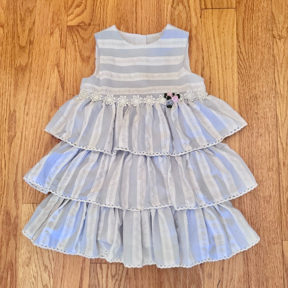 Marmellata Girls’ Baby / Toddler Floral Striped Tiered Dress, size 24 mos